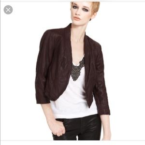 NWOT Rachel Roy Burgundy Crop leather jacket.